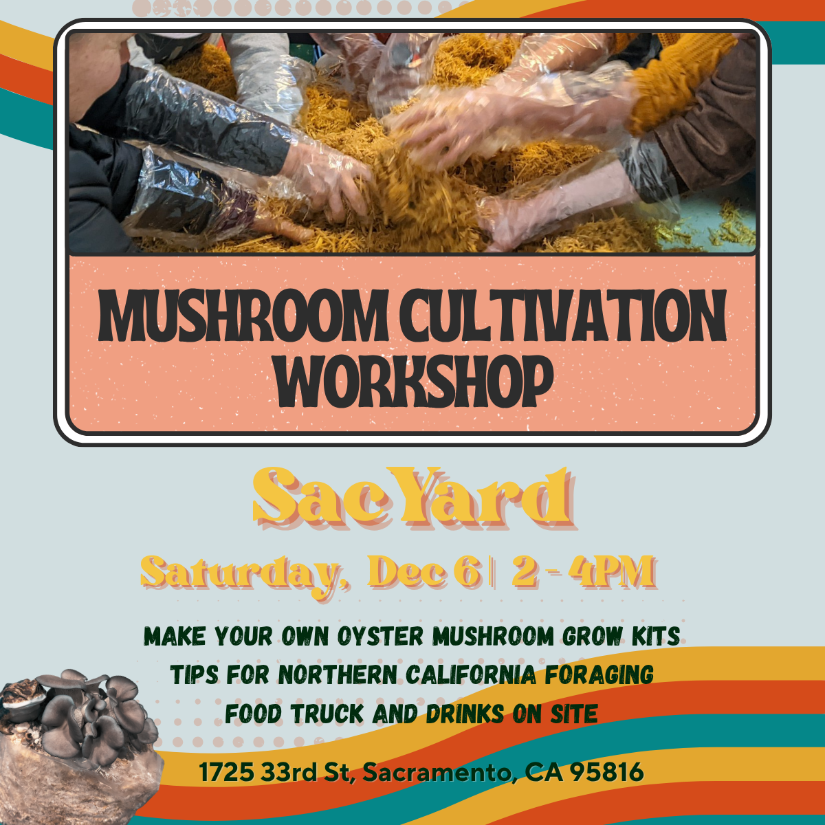 12/6 Mushroom Cultivation Workshop at SacYard